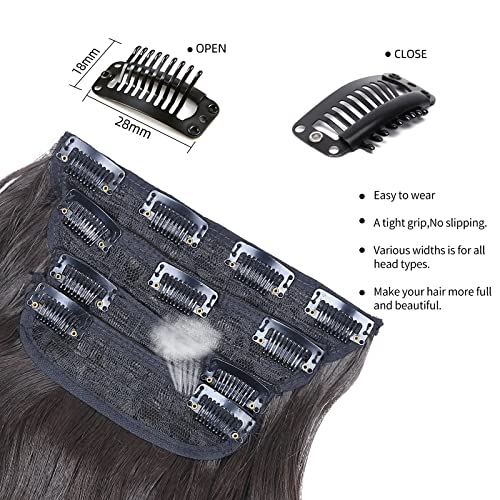 Clip in Hair Extensions 4PCS Brown Black Thick Hair Piece 20 Inches Long Wavy Clip in Extensions Full Head Synthetic Hairpieces for Women (4pcs, 20Inch, 4#) - color: 4-Brown Black
