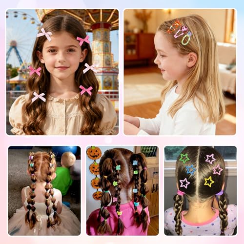 115 Pcs Hair Clips for Girls,900 Pcs Colorful Hair Rubber Bands,Toddler No-Slip Hair Accessories Kit with Animals,Fruits,Butterfly,Snap Clips, Bobby Pins for Baby Fine Hair