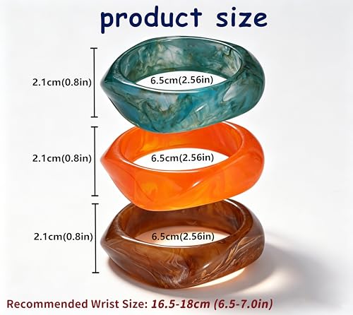 FAXHION Chunky Resin Acrylic Bangle Bracelets for Women, Colorful Wide Geometric Bangles Set, Statement Stackable Bracelet Jewelry Gift - color: Orange