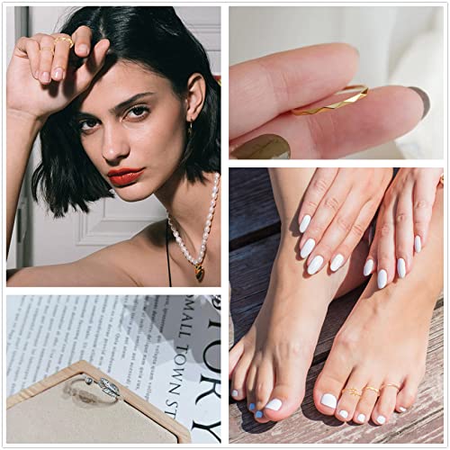 Honsny 12PCS Silver Plated Rings Adjustable Open Rings for Women Cute Gold Plated Stackable Thumb Rings Joint Chain Midi FingerArrow Knot Wave Band Rings Set - color: 12PCS Rose Gold