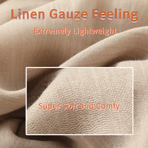 Harewom Lightweight Gauze Linen Feeling Shawl Wraps for Women Beach Summer Scarf for Evening Wedding Dresses - color: Shawl Wraps - Khaki