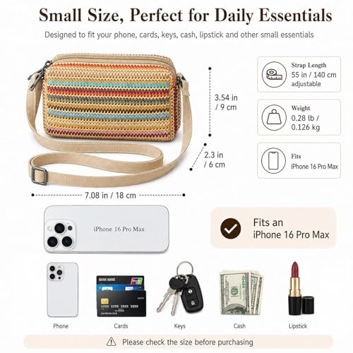 Small Crossbody Bag for Women - color: Purplestripe-horiz