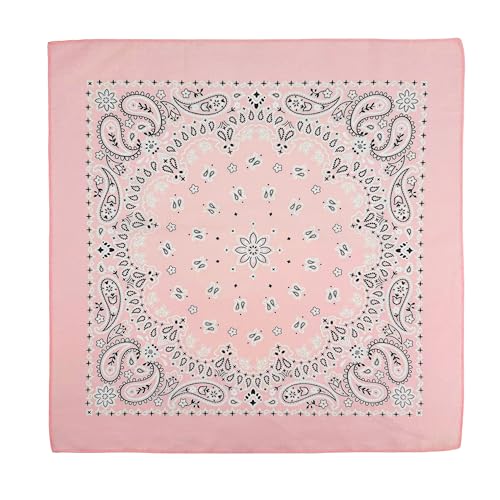 Gift Packaging Bandana for Men Women - 100% Cotton, Paisley, 22x22 In, 1 Pack - Large Bandanna Handkerchief Cowboy Hanky - color: Light Hot Pink