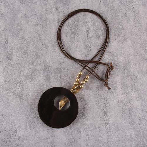 GelConnie Long Necklaces for Women Boho Large Pendant Necklace Casual Bohemian Brown Leather Choker Sweater Circle Statement Stone Necklace - style: Black Round Necklace