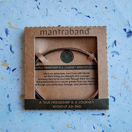 MantraBand - Mantra Band Bracelet - Gold color - Inspirational Engraved Adjustable Cuff - Gifts for Women, Sisters, Friends, Family - style: A TRUE FRIENDSHIP IS A JOURNEY WITHOUT AN END
