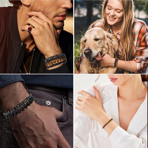 5pcs Wooden Bead Bracelet Set with Charm and Tassel for Men & Women - Stackable Boho Bracelets, Amber Color Scheme Adjustable Bracelet - color: Brown Gray