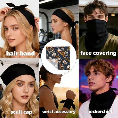 Head Scarf Hair Neck Scarves for Women Fashion Silk Satin Purse Bag Scarfs Handbags Bandana Neckerchief - color: Black Blue Floral Flower