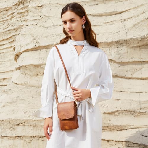 BOSTANTEN Vegan Leather Crossbody Bags for Women Designer Cell Phone Bag Wallet Purses Adjustable Strap - color: A-01-retro Brown