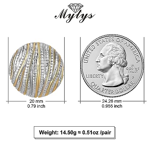 Mytys Two Tone Earrings for Women Gold and Silver Crossover Half Hoop Statement Earring Designer Stud Earrings - color: round Gold & Silver