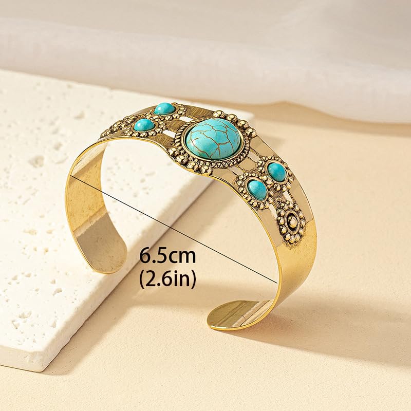 Western Bracelets for Women Vintage Chunky Turquoise Cuff Bracelet Turquoise Country Bracelets Adjustable Boho Cuff Bracelet Western Country Costume Jewelry Accessories - style: style3