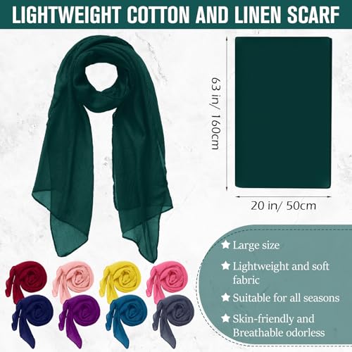 Patelai 9 Pieces Women's Cotton Scarves Lady Light Soft Fashion Solid Scarf Wrap Shawl, Candy Color - color: Classic