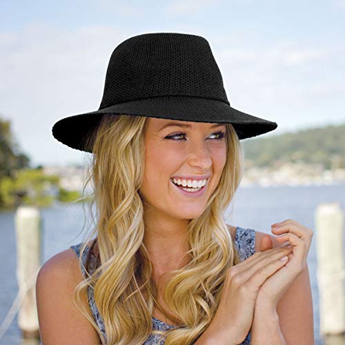 Wallaroo Hat Company Women's Victoria Fedora – UPF 50+ UV Protection, Wide Brim, Packable & Adjustable Sun Hat - color: White, size: Medium