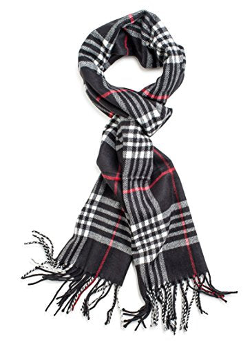 VERONZ Super Soft Classic Cashmere Feel Winter Scarf - color: Black Plaid
