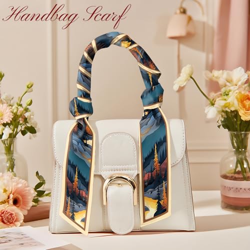 Head Hair Scarf Neck Silk Feeling Scarves Long Thin Satin Fashion Handbag Cute Decoration Women Girls 59 * 6.7'' - color: O-20-sunset