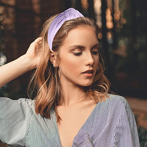 Leather Headbands for Women Purple Stylish Year-round Wearable All Day. Head bands Adult Women Trendy Head bands for Women's Hair Knotted Headband is Top Knot Womens Fashion Designer for Girls - color: Purple