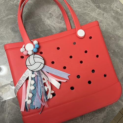 Baseball Softball Soccer Football Volleyball Sports Mom Charms for Bogg Bag Accessories Tassel Backpack Gifts - style: Volleyball
