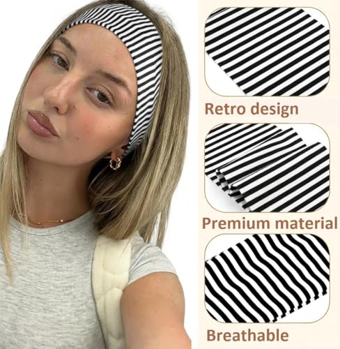TERSE Stripe Headbands for Women Trendy Hair Accessories: Cute Head Bands for Women's Hair Fashion Hairbands 6PCS - color: Headbands Color- Stripe Print