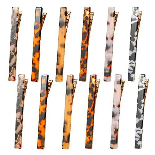 Cobahom Tortoise Shell Leopard Duckbill Barrettes and Acrylic Hair Clips for Women - 12 Pcs for Styling Thin and Thick Hair - color: 12 Pcs Multicolor Clips