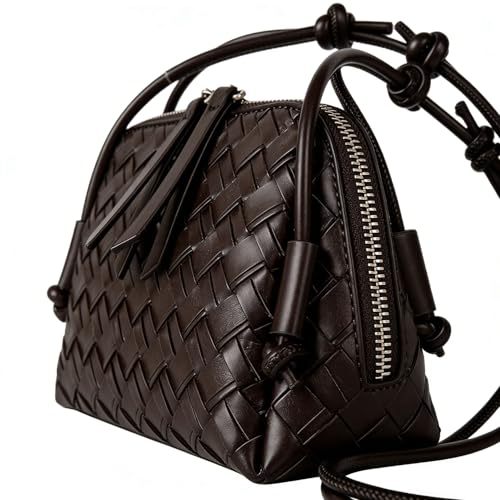 JYG Woven Crossbody Bags for Women PU Leather Handwoven Shoulder Bag Mini Satchel Purses with Adjustable Strap 2026 - color: Black