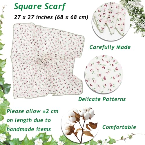 Large Cotton Bandanas for Women, 27 x 27 inch Hair Neck Scarf, Headband Square Scarf - color: Pink Green White