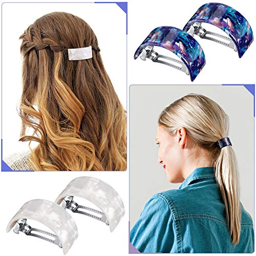 6 Pieces Elegant Hair Accessories for Women, Girls, and Ladies: Rectangle and Semi-Circle Barrettes, Tortoise Shell Clips with Automatic Snap Closure