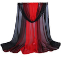 Women Soft Chiffon Lightweight Neck Scarf Head Hair Wrap - color: Red&black
