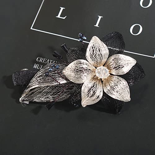 Mistofu 3.93inch DIY Copper Wire Metal Hand-woven High-level design Barrettes Elegant Hair Accessories, Gifts for Women Girls (black) - color: black
