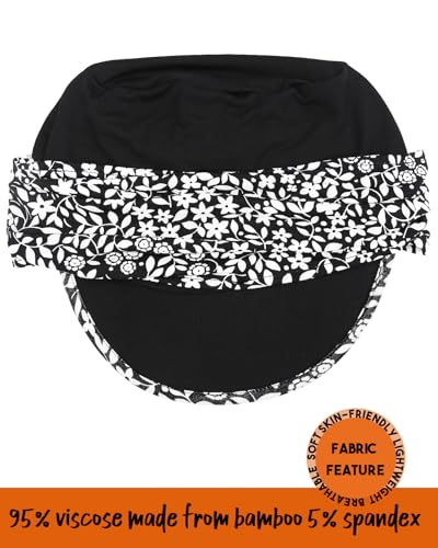 Chemo Headwear Viscose Newsboy Cap for Women Summer Hats - color: Black White