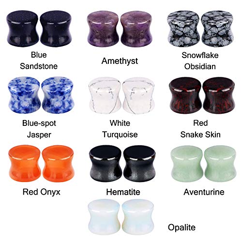 Longbeauty 20/30 Pcs Set Mixed Stone Saddle Double Flared Ear Tunnels Expander Plugs Stretcher 3MM-20MM - style: 10pairs, 5/8"(16mm)