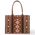 Wrangler Aztec Tote Bag for Women Boho Shoulder Purses and Handbags - color: Angel Diamond Dark Brown-l