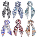 Hair Bow Scrunchies,6PCS Paisley Scrunchie Scarf Ties | Hair Scarves,Hair Scrunchie with Tails,Bandana Scrunchies,Scarf Ponytail Holder,Hair Accessories for Women,2 in 1 - color: paisley3