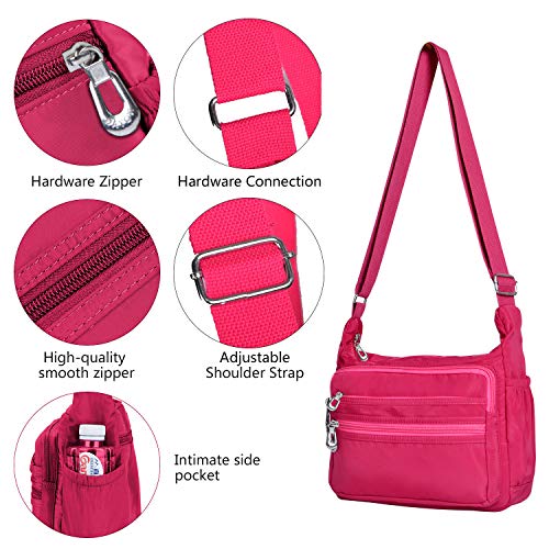 NOTAG Crossbody Bag for Women Waterproof Shoulder Bag Messenger Bag Casual Nylon Purse Handbag - color: Pink-s