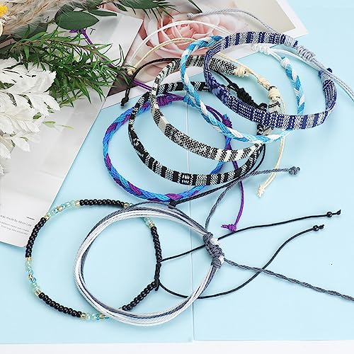 Beach Bracelet Set for Men and Women, Surfer Men Bracelet, Braided Boho Summer Bracelets Adjustable Men's Bracelet Handmade Women Bracelet String Rope Ankle Bracelets Birthday Gift - style: 19pcs boho bracelet