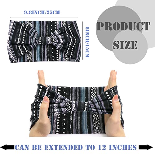 FULZTEY Boho Headbands For Women Fashion Stretch Wide Hair Bands Knotted Floral Turban Stripe Head Bands Yoga Running Sweatband Large African Headwrap Hair Accessories for Teen Girls 4Pcs - color: Style 6