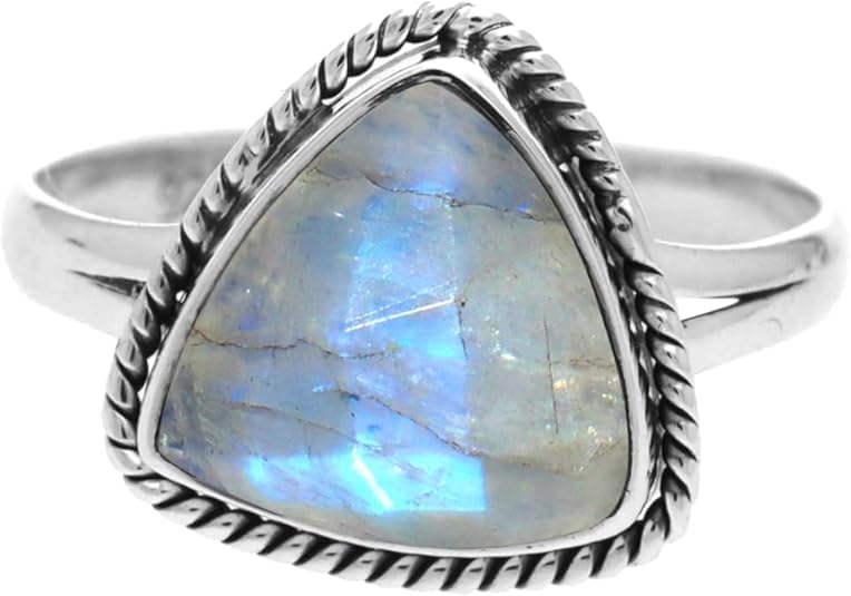 Rainbow moonstone Ring, 925 Sterling Silver Handmade Women's Ring