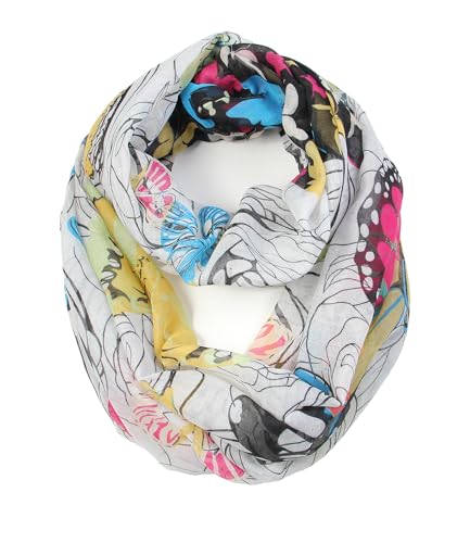 Scarfand's Romantic Rose Prints & Floral Patterns Lightweight Infinity Fashion Scarves Wraps - color: Butterfly Off-white