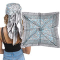 AWAYTR Satin Silk Scarf - Large Hair Bandana, Sleeping Wrap for Women - color: Cashew(grey)