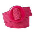 beltox fine Women PP Straw Braided Elastic Belt Solid Color with Round Buckle - color: Red, size: XS-XL(28-40 inch stretch range)