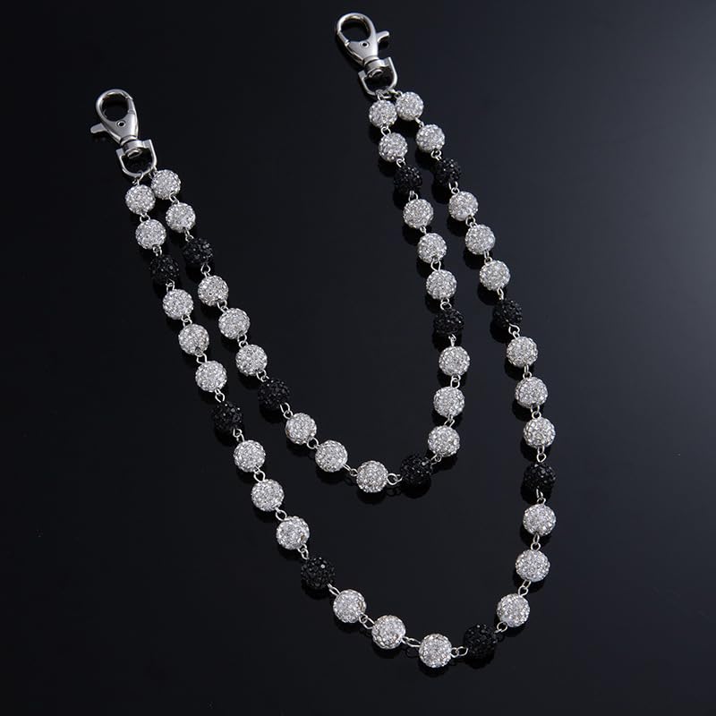 Pants Chain Wallet Chain Punk Chain Hip Hop Butterfly Lock Charm Jeans Chains Rock Chains for Women Men Hipster Women Fashion Trendy Waist Pants Chain Jewelry Clothing Accessories - color: D-White+Black