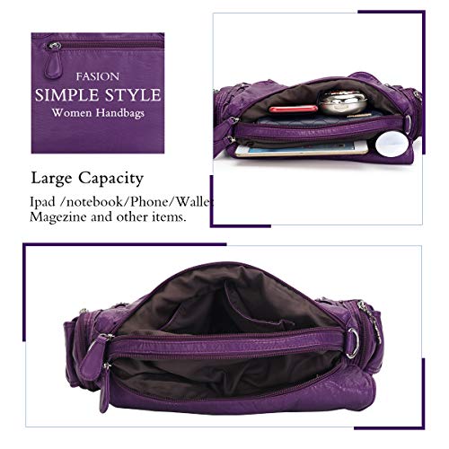 Angel Barcelo Purses for Women Large Shoulder Bag Soft Hobo Bags for Women - color: Purple