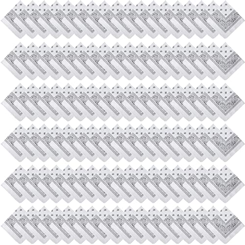 Handepo 150 Pcs Bandanas Bulk, Colorful Paisley Bandanas Unisex Head Wrap Scarf Cowboy Headband Handkerchief - color: White