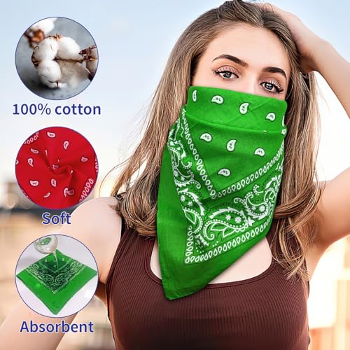 6 Pack Pure Cotton Bandana, Multi-Purpose Square Handkerchief, Face Mask headband for Men and Women - color: Multi Color
