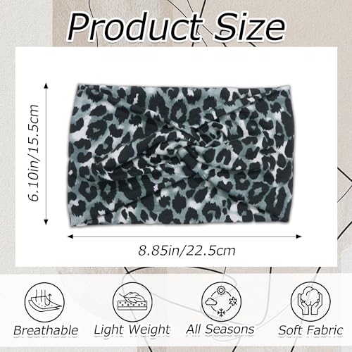 4 Pack Wide Leopard Print Headbands for Women Boho Twist Turban Headband Elastic Non Slip Workout Yoga Cross Hairband African Stretchy Hair Wrap Accessories - color: Leopard Print