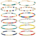 XIJIN 8Pcs Handmade Beaded Anklets for Women Boho Colorful Beads Ankle Bracelets Adjustable Foot Anklet Set - color: J