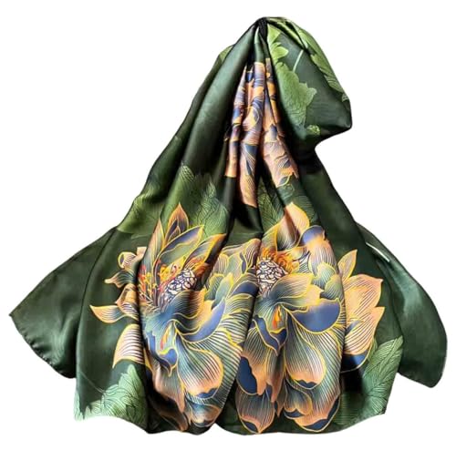 Acotavie Scarfs for Women Dressy Fashion Scarves Long Floral Pattern Scarf Lightweight Sunscreen Shawls - color: C001 Green