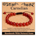 468Handmade Adjustable Natural Gemstone Crystal Bracelet Healing Power Energy Inspirational Gifts with Card for Unisex - color: 09-Carnelian(Luck), size: 8mm