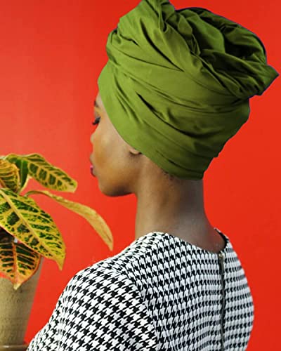 HOMELEX Head Wraps Turbans Stretch Jersey Knit Headwraps Wrap Turban Scarf Tie for Women - color: Gn-2
