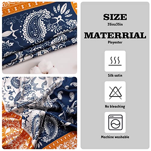 NZKNP Silk-Like Head Scarf - Women's Bandana Wraps - color: 34-nave and Coffee, size: 35"*35"