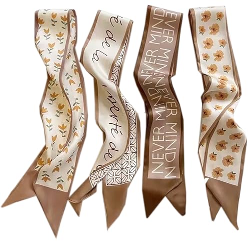 4 Pack Purse Scarf Handbags For Women,Boho Scarrves for Bag Hair Accessories Handle Fashion Lightweight - color: Khaki