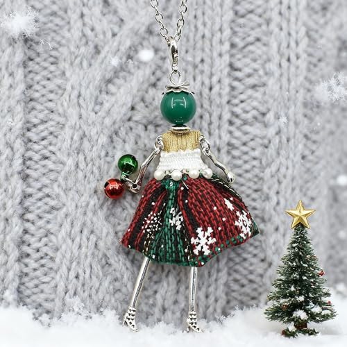 Crystal Paris Doll Necklace for Women, Handmade Cute Dress Long Chain Pendant Necklace Prom Costume Jewelry - style: 15